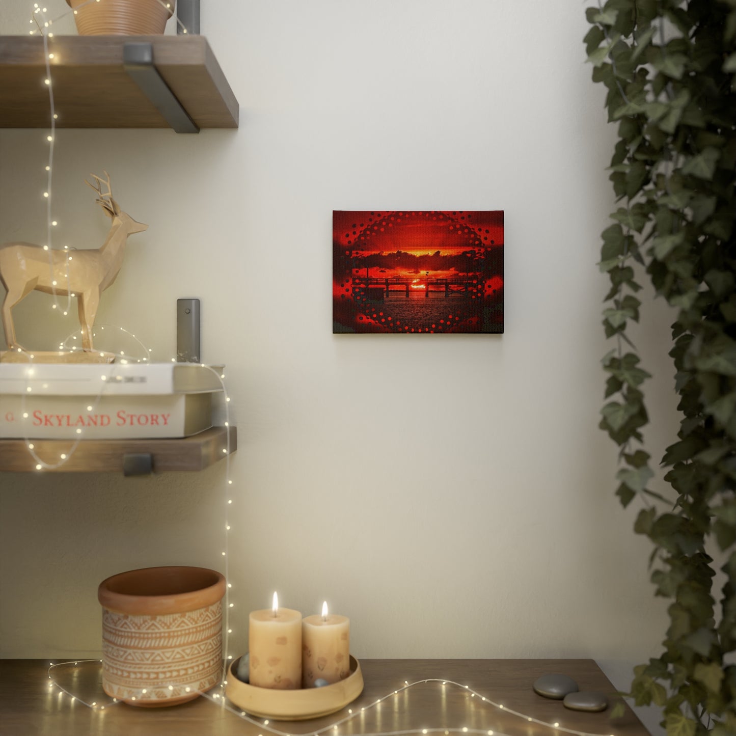Red Sunrise Canvas Photo Tile