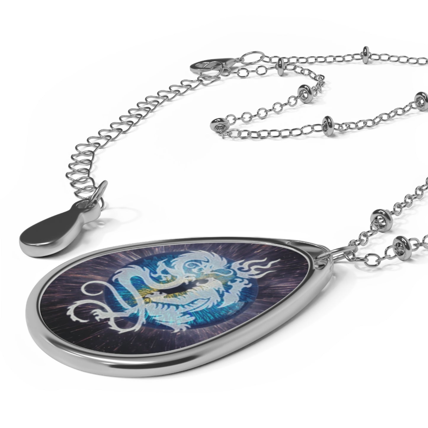 Two Dragons Oval Necklace