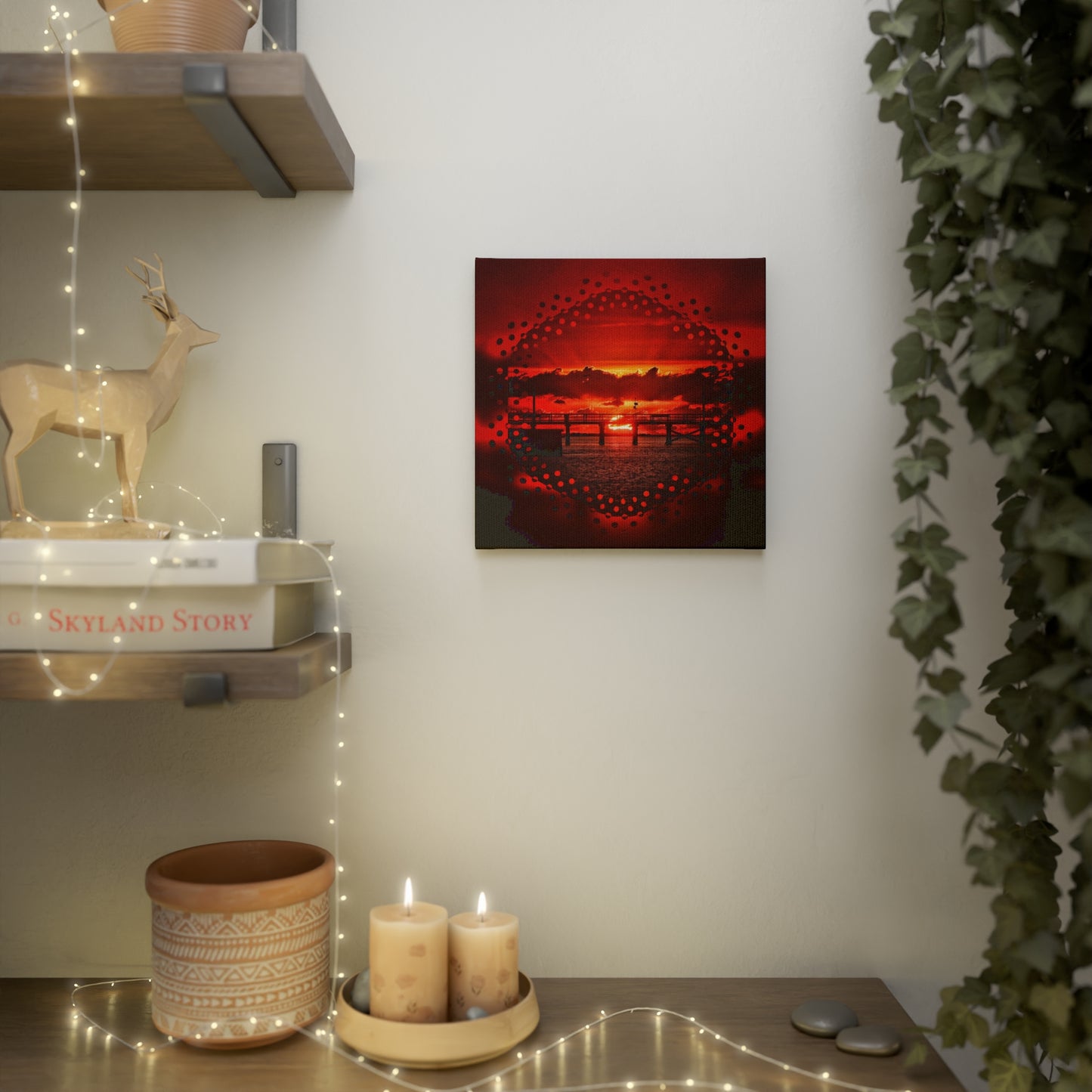 Red Sunrise Canvas Photo Tile