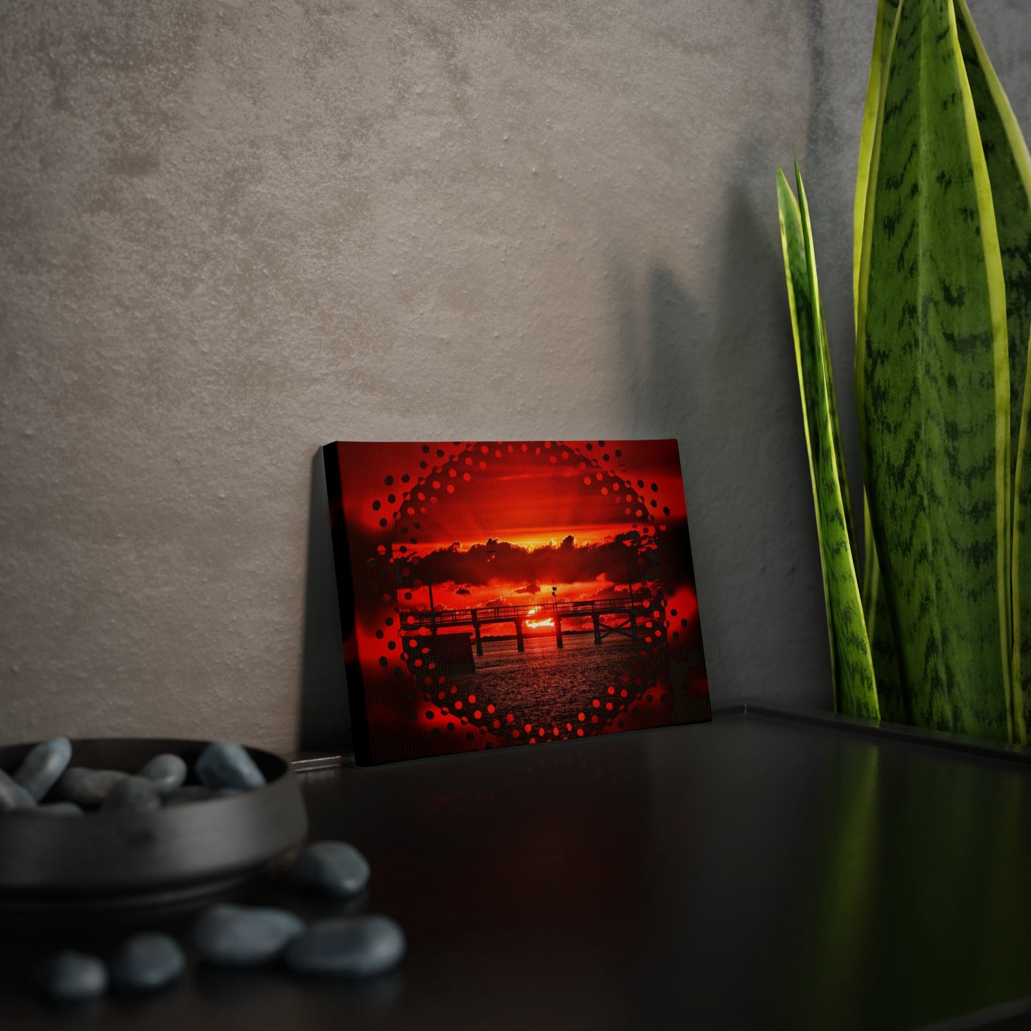 Red Sunrise Canvas Photo Tile