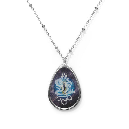 Two Dragons Oval Necklace