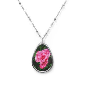 Pink Rose Oval Necklace