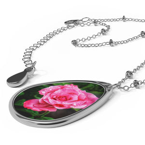 Pink Rose Oval Necklace