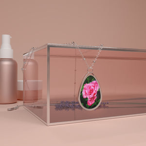Pink Rose Oval Necklace