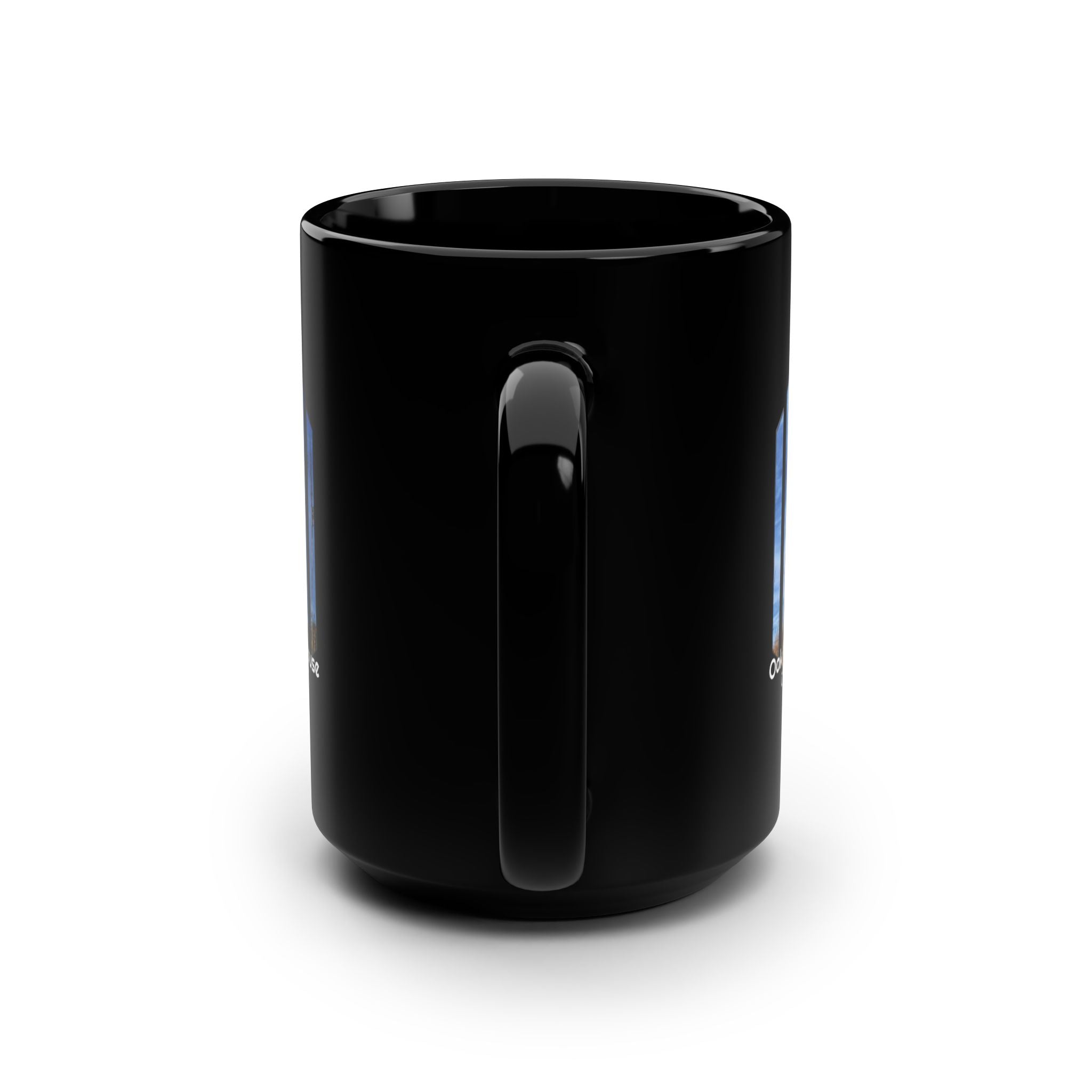 Oak Island Lighthouse Black 15oz Mug — Oak Island Lighthouse, Caswell Beach NC Coffee Mug