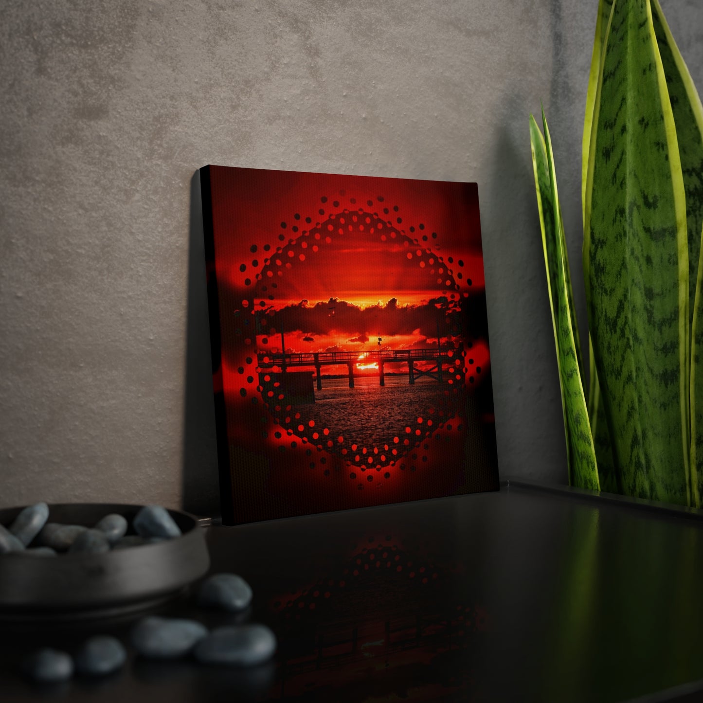 Red Sunrise Canvas Photo Tile