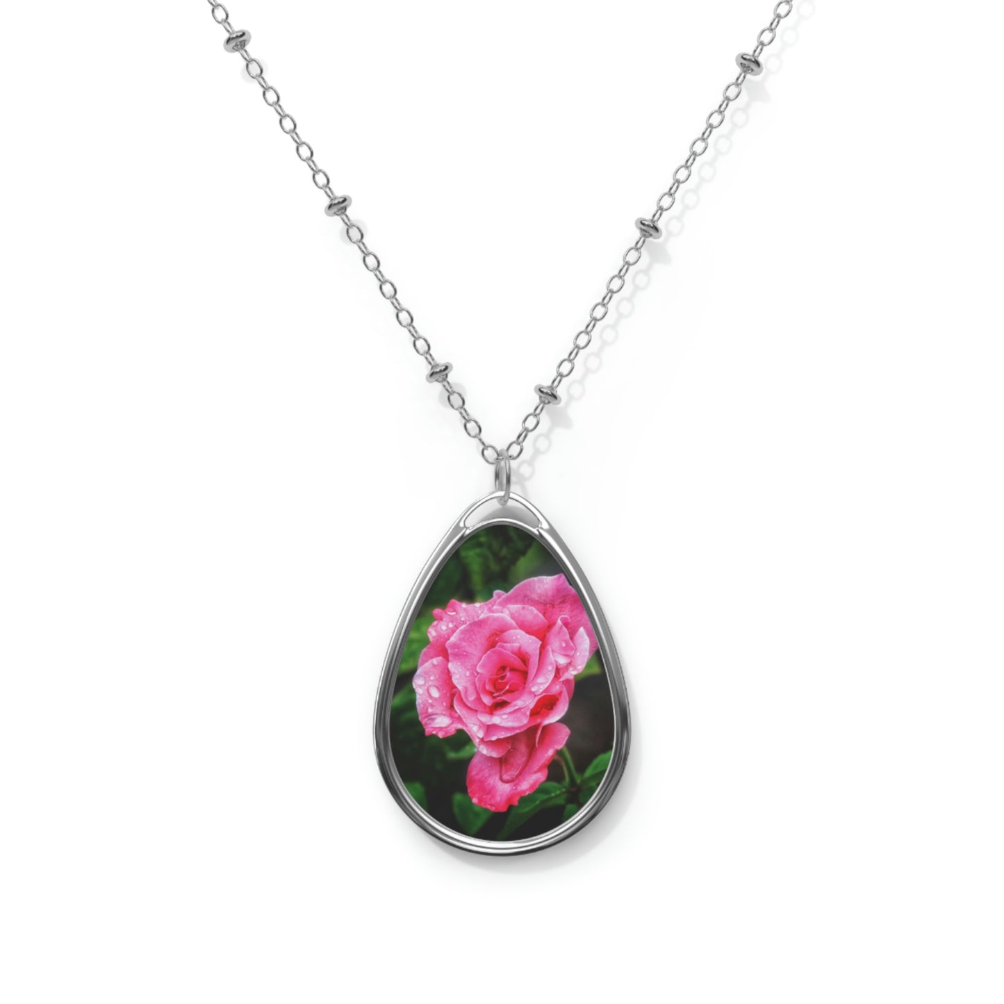 Wet Rose Oval Necklace